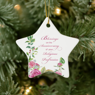 Jahrestag der religiösen Tätigkeit Pink Roses Keramik Ornament
