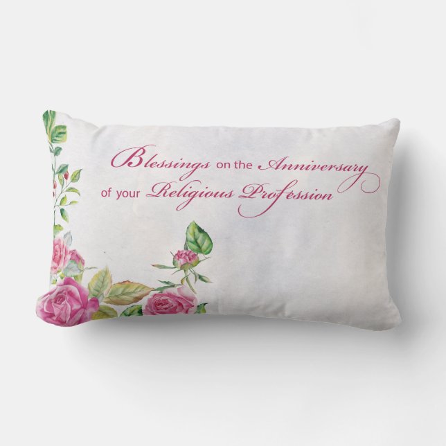 Jahrestag der religiösen Tätigkeit Pink Roses Lendenkissen (Vorderseite)