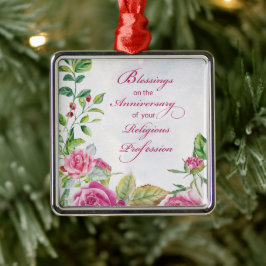 Jahrestag der religiösen Tätigkeit Pink Roses Ornament Aus Metall