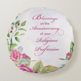 Jahrestag der religiösen Tätigkeit Pink Roses Rundes Kissen