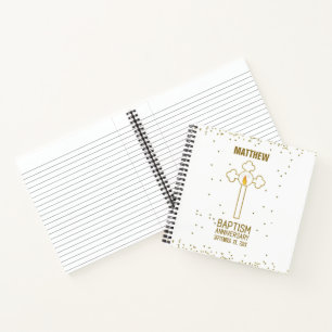 Jahrestag der Taufe Gold Cross Personalisiert Notizbuch