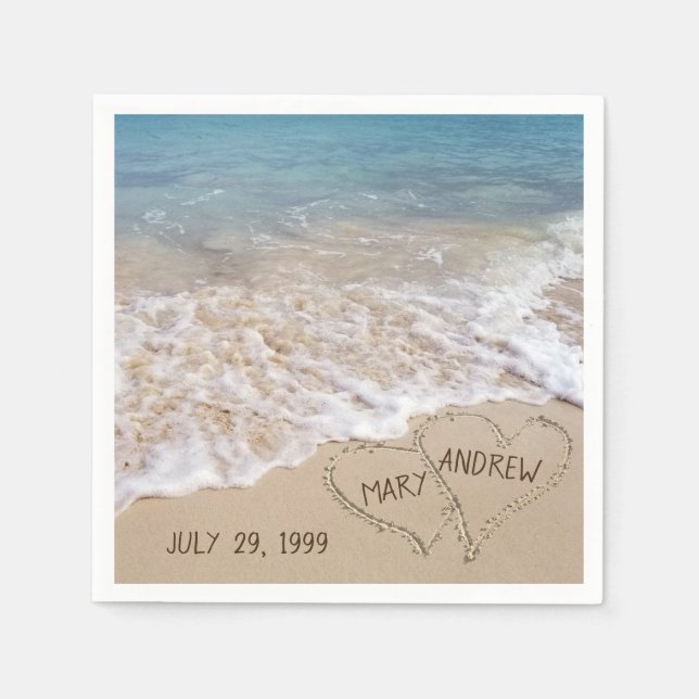 Jahrestag des Ocean Beach Hearts Serviette (Vorderseite)