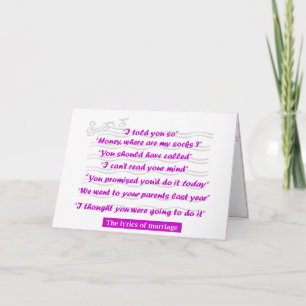 Jahrestag - die Texte der Heirat Karte