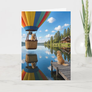 Jahrestag Golden Retriever in einem Heißluftballon Karte