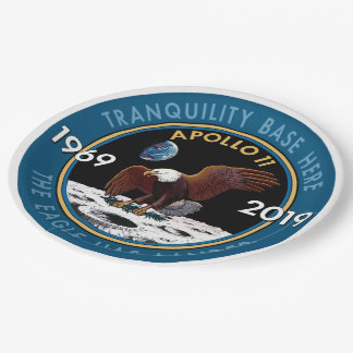 Jahrestags-Auftrag-Flecken-Insignien Apollo 11 50. Pappteller