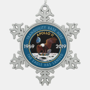 Jahrestags-Auftrag-Flecken-Insignien Apollo 11 50. Schneeflocken Zinn-Ornament