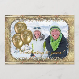 Jahrestags-Ballon-Foto-Einladung des Gold50. Einladung