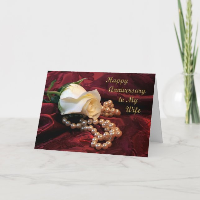 Jahrestags-Ehefrau-Rosen-Karte Karte (Vorderseite)