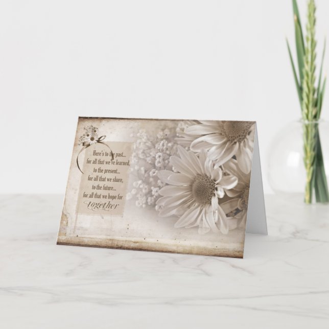 Jahrestags-Gänseblümchen für Gatten Karte (Vorderseite)