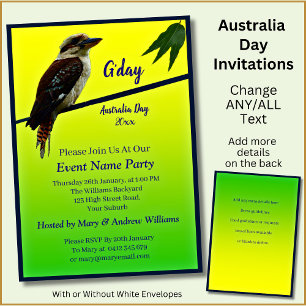 Jahrestext hinzufügen, Kookaburra Australia Day Pa Einladung