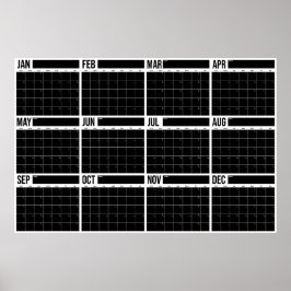 Jahresübersicht Undatierter Minimalistischer Wandk Poster