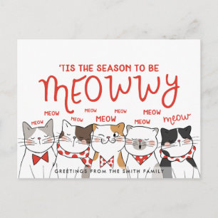 Jahreszeit als Meowwy   Funny Holiday Gruß Postkarte