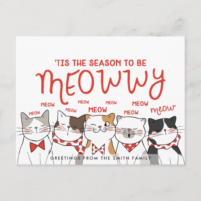 Jahreszeit als Meowwy | Funny Holiday Gruß Postkarte (Vorderseite)
