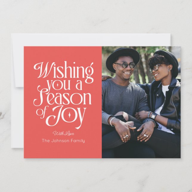 Jahreszeit der Joy Holiday Foto Card Personalisier Einladung (Vorderseite)