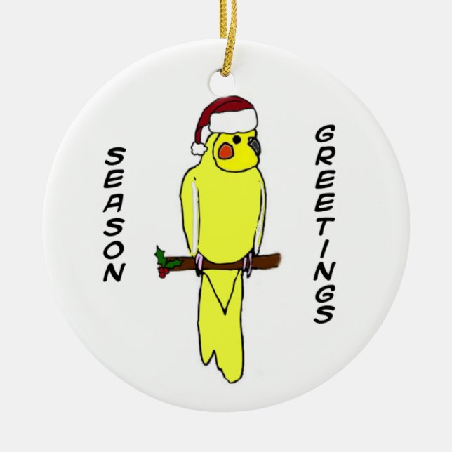Jahreszeit-Grüßecockatiel-Weihnachtsverzierung Keramik Ornament (Vorne)