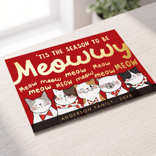 Jahreszeit: Meowwy Funny Niedlich Cats Caroling Folien Feiertagspostkarte