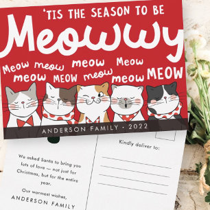 Jahreszeit: Meowwy Funny Niedlich Cats Caroling Postkarte