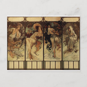 Jahreszeit von Alphonse Mucha Postkarte