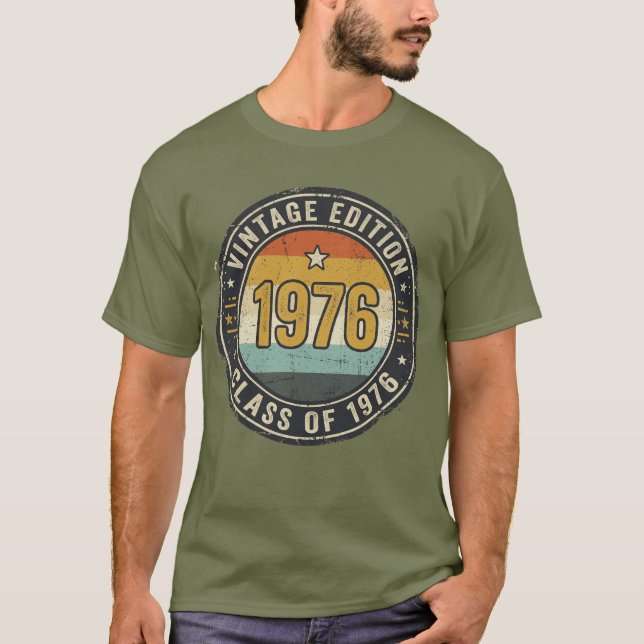 Jahrgang 1976 Retro Sonnenuntergangsstreifen Abgen T-Shirt (Vorderseite)