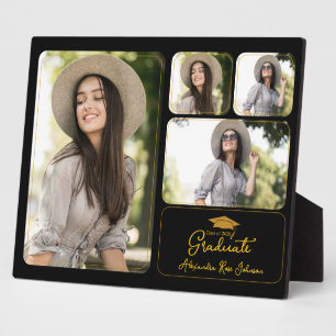 Jahrgang 2026 Multi Foto Schwarz & Gold Abschlussf Fotoplatte