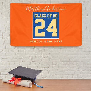 Jahrgang 2026 Orange Blau & Gold Abschlussfeier Banner