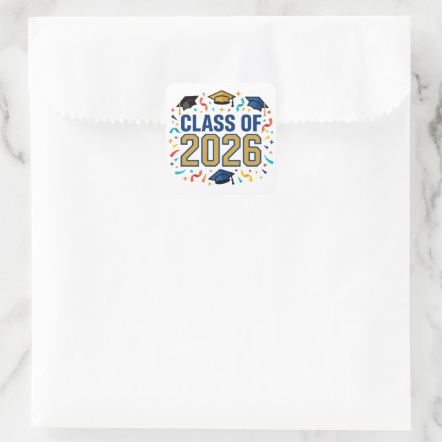 Jahrgang 2026 quadratischer aufkleber (Tasche)