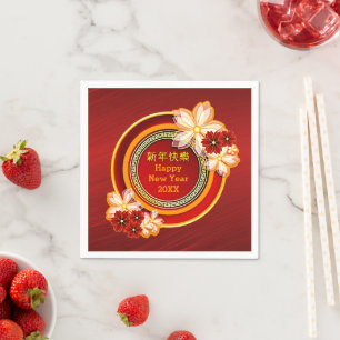 Jahrgang Chinesisches Neujahr 20XX Blumenklassiker Serviette