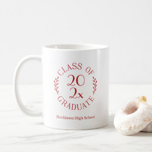 Jahrgang Schulname rotes Abzeichen Abschluss Kaffeetasse