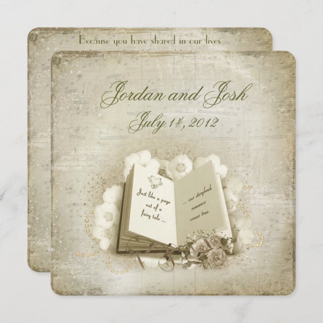 Jahrgangsbuch mit Bouquet Einladung (Vorne/Hinten)