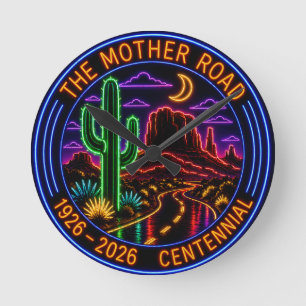 Jahrhundert Neon Style Mother Road Runde Wanduhr