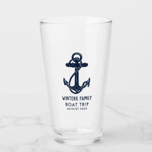 Jährliche Bootsfahrt Navy Blue Anchor Custom Glas