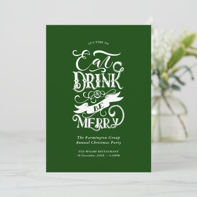 Jährliche Feier trinken Drink sei fröhlich grün Einladung (Stehend Vorderseite)