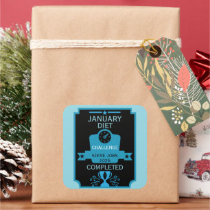 Jährliche Gewichtsabnahme Begrüßung Quadratischer Aufkleber