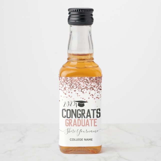 Jährliche Glitzer-Graduationsparty Alkoholflaschenetikett (Vorderseite)