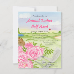 Jährliche Golf Outing Party Peonies auf Golfplatz Postkarte