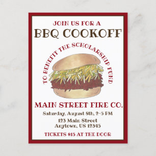 Jährliche GRILLEN Schweinekrippe Sandwich Kochabko Einladungspostkarte