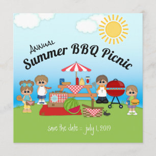 Jährliche Sommer-GRILLEN Picnic Party Einladung