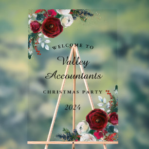 Jährliche Weihnachtsfeier Blumiges Acryl-Schild Acrylschild