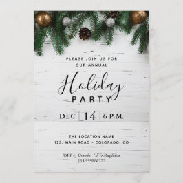 Jährliche Weihnachtsfeier Party Rustikale Einladun Einladung