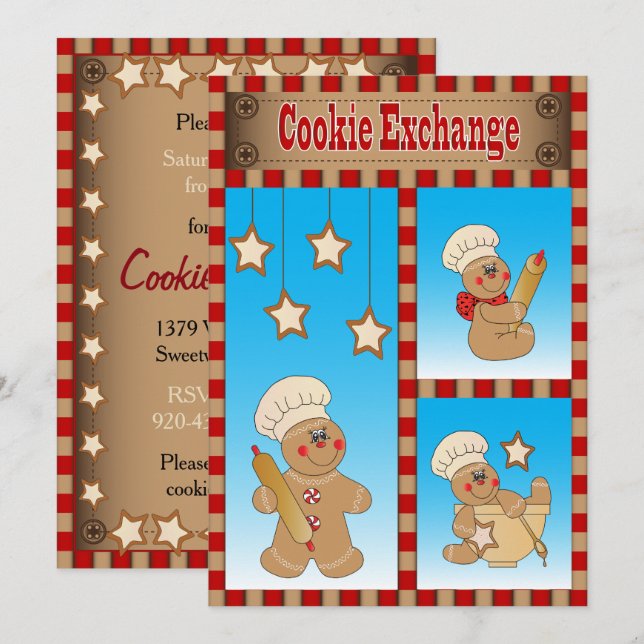 Jährlicher Cookie-Austausch mit unseren Lebkuchenb Einladung (Vorne/Hinten)
