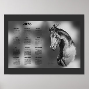 Jährlicher Kalender Schöner Hengst Pferd Poster
