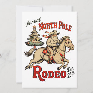 Jährlicher Nordpol Rodeo 25. Dezember Cowboy Santa Feiertagskarte