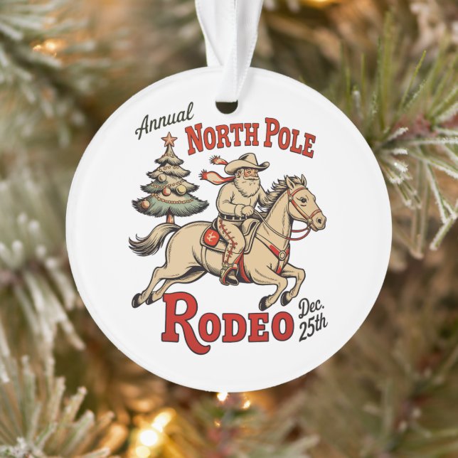Jährlicher Nordpol Rodeo 25. Dezember Cowboy Santa Ornament (Baum)