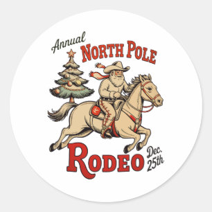 Jährlicher Nordpol Rodeo 25. Dezember Cowboy Santa Runder Aufkleber