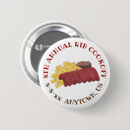 Jährlicher Rib Cookoff GRILLEN Spare Ribs Barbecue Button