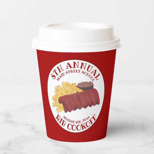 Jährlicher Rib Cookoff GRILLEN Spare Ribs Grillwet Pappbecher (Vorderseite)