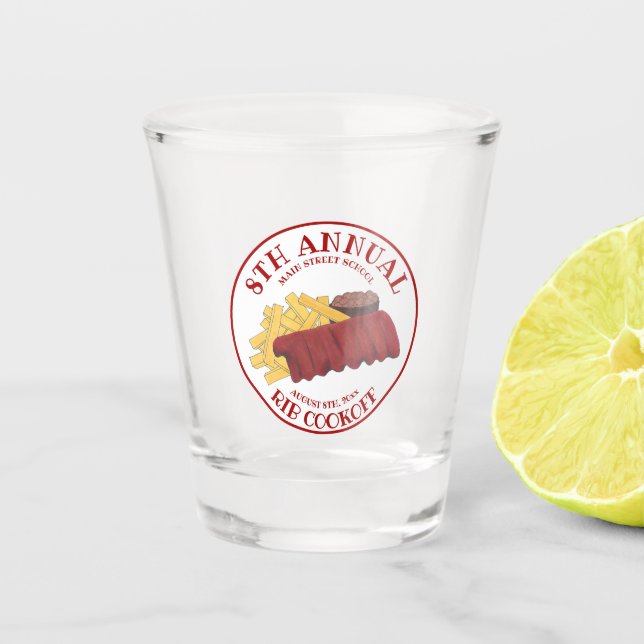 Jährlicher Rib Cookoff GRILLEN Spare Ribs Grillwet Schnapsglas (Vorderseite)