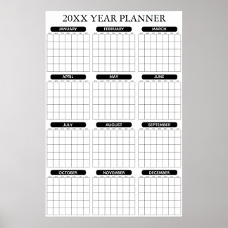 Jährlicher undatierter minimaler großer Wandplaner Poster