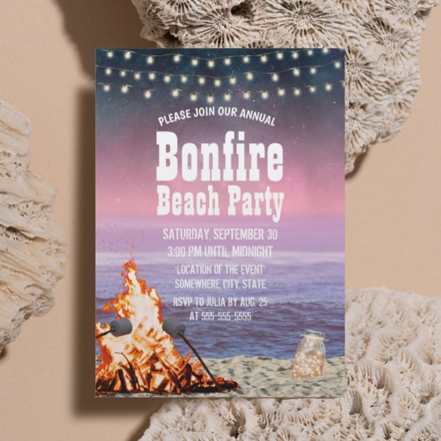 Jährliches Bonfire Beach-Party Einladung (Von Creator hochgeladen)