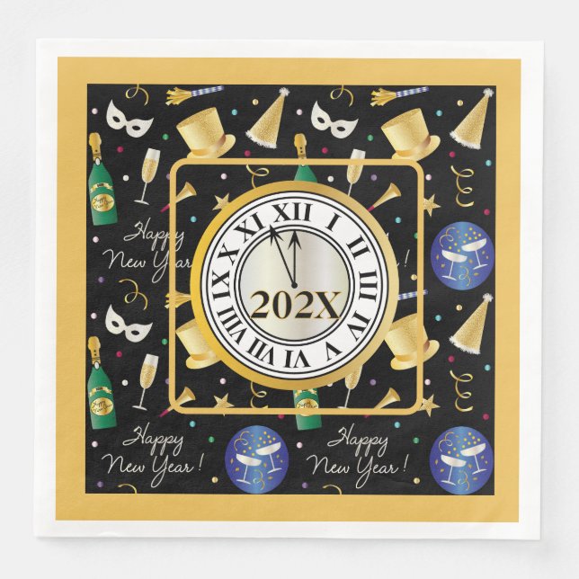 Jährliches Glück im neuen Jahr Serviette (Vorderseite)